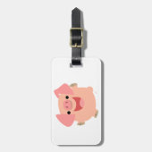 Étiquette À Bagage Balise de bagage de cochon joli en caricature (Devant Vertical)