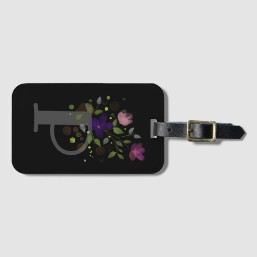 Étiquette À Bagage Balise de bagage de conception florale P Plus (Devant Horizontal)