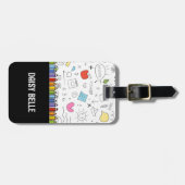 Étiquette À Bagage Balise de bagage de dessin de caniche pour enfants (Devant horizontal)