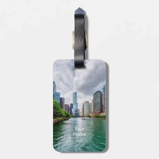 Étiquette À Bagage Balise de bagage de Down Chicago River (Dos Vertical)