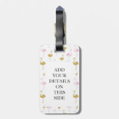 Étiquette À Bagage Balise de bagage de Flamant rose tropical personna (Dos Vertical)