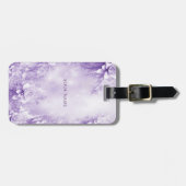 Étiquette À Bagage Balise de bagage de fleurs blanches violettes (Devant horizontal)