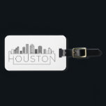 Étiquette À Bagage Balise de bagage de Houston, Texas Skyline<br><div class="desc">Un bagage unique représentant la belle ville de Houston,  Texas.  Ce tag présente une illustration stylisée de l'horizon unique de la ville avec son nom en dessous.</div>