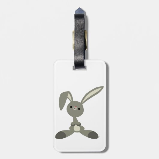 Étiquette À Bagage Balise de bagage de lapin de caricature curieuse (Dos Vertical)