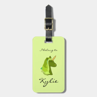 Étiquette À Bagage Balise de bagage de licorne verte