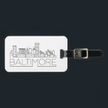 Étiquette À Bagage Balise de bagage de ligne aérienne stylisée Baltim<br><div class="desc">Un bagage unique représentant la belle ville de Baltimore,  Maryland.  Ce tag présente une illustration stylisée de l'horizon unique de la ville avec son nom en dessous.</div>