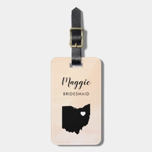 Étiquette À Bagage Balise de bagage de l'Ohio Map, mariage Bienvenue (Devant Vertical)