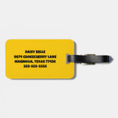 Étiquette À Bagage Balise de bagage de marguerite florale jaune (Dos horizontal)