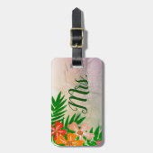 Étiquette À Bagage Balise de bagage de Mme Femme Fleurs tropicales (Devant Vertical)