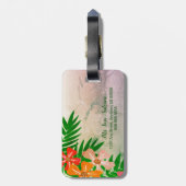 Étiquette À Bagage Balise de bagage de Mme Femme Fleurs tropicales (Dos Vertical)