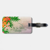 Étiquette À Bagage Balise de bagage de Mme Femme Fleurs tropicales (Dos horizontal)