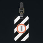 Étiquette À Bagage Balise de bagage de monogramme à bande diagonale -<br><div class="desc">Ne perdez pas vos bagages dans la foule. Cette étiquette robuste rendra votre sac facile à repérer.</div>