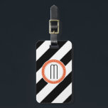 Étiquette À Bagage Balise de bagage de monogramme à bande diagonale -<br><div class="desc">Ne perdez pas vos bagages dans la foule. Cette étiquette robuste rendra votre sac facile à repérer.</div>