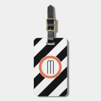 Balise de bagage de monogramme à bande diagonale -