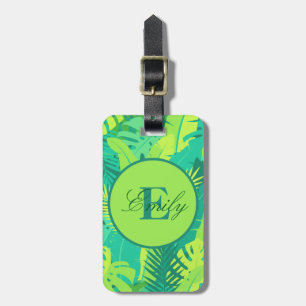 Étiquette À Bagage Balise de bagage de monogramme de palme tropical