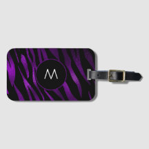 Balise de bagage de monogramme violet Tiger rayure