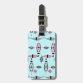 Étiquette À Bagage Balise de bagage de Motif atomique et gris (Devant Vertical)