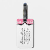 Étiquette À Bagage Balise de bagage de nom rose motif ovale (Dos Vertical)