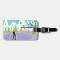 Balise de bagage de station de ski d'hiver Retro p