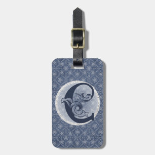 Étiquette À Bagage Balise de bagage Denim Blue Decorative Monogramme