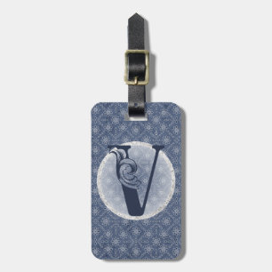Étiquette À Bagage Balise de bagage Denim Blue Decorative Monogramme