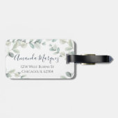 Étiquette À Bagage Balise de bagage d'Eucalyptus aquarelle (Dos horizontal)