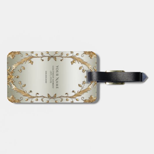 Étiquette À Bagage Balise de bagage d'or (Dos horizontal)