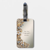 Étiquette À Bagage Balise de bagage doré blanc (Dos Vertical)