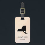 Étiquette À Bagage Balise de bagage du Mariage de la carte de New Yor<br><div class="desc">Ces étiquettes de bagage d'état font les étiquettes cadeaux mariages parfaits ou les étiquettes de sacs de bienvenue. Cravate-le à votre cadeau au lieu d'une étiquette-cadeau typique en papier, et ils peuvent l'utiliser pendant des mois et des années à venir. Les étiquettes ont un arrière - plan d'aquarelle d'abricot de...</div>