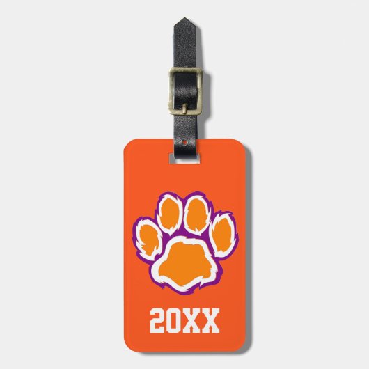 Étiquette À Bagage Balise de bagage Empreinte de patte tigre avec tex (Devant Vertical)