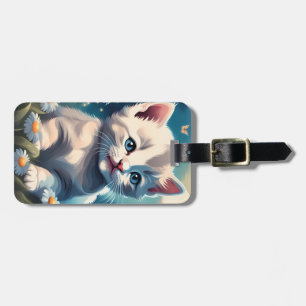 Étiquette À Bagage Balise de bagage en acrylique chaton blanc mignon