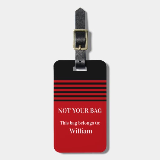 Étiquette À Bagage Balise de bagage en acrylique monogramme rouge gra (Devant Vertical)