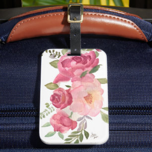 Étiquette À Bagage Balise de bagage en acrylique rose Roses