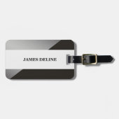 Étiquette À Bagage Balise de bagage en argent simple et élégante Grey (Devant horizontal)
