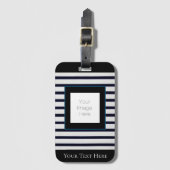 Étiquette À Bagage Balise de bagage en bande noire et blanche personn (Devant Vertical)