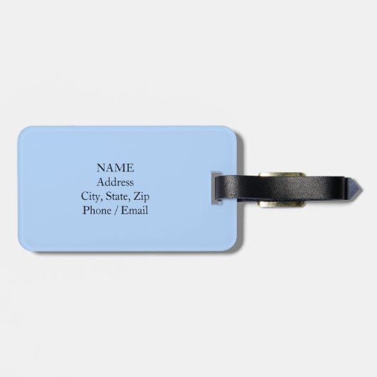Étiquette À Bagage Balise de bagage en bleu, Nom, Monogramme (Dos horizontal)
