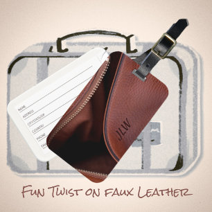 Étiquette À Bagage Balise de bagage en cuir Brown Faux