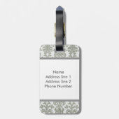 Étiquette À Bagage Balise de bagage en Damas gris (Dos Vertical)