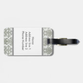 Étiquette À Bagage Balise de bagage en Damas gris (Dos horizontal)