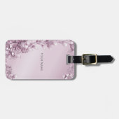 Étiquette À Bagage Balise de bagage en feuillage rose (Devant horizontal)