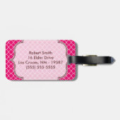Étiquette À Bagage Balise de bagage en Latti Monogramme rose chaud (Dos horizontal)