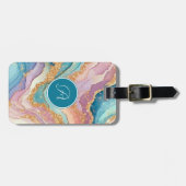 Étiquette À Bagage Balise de bagage en marbre brillant (Devant horizontal)