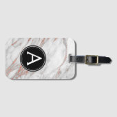 Étiquette À Bagage Balise de bagage en marbre doré rose (Devant Horizontal)