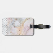 Étiquette À Bagage Balise de bagage en marbre doré Rose personnalisé (Dos horizontal)