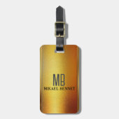 Étiquette À Bagage Balise de bagage en métal brossé PRO Gold (Devant Vertical)