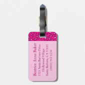 Étiquette À Bagage Balise de bagage en monogramme rose Empreinte de l (Dos Vertical)