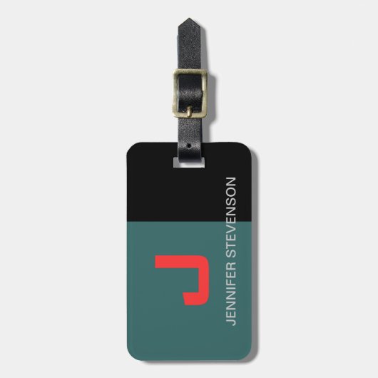 Étiquette À Bagage Balise de bagage en noir gris bleu gris gris (Devant Vertical)