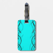 Étiquette À Bagage Balise de bagage en noir sur Cyan "Elegance" (Dos Vertical)
