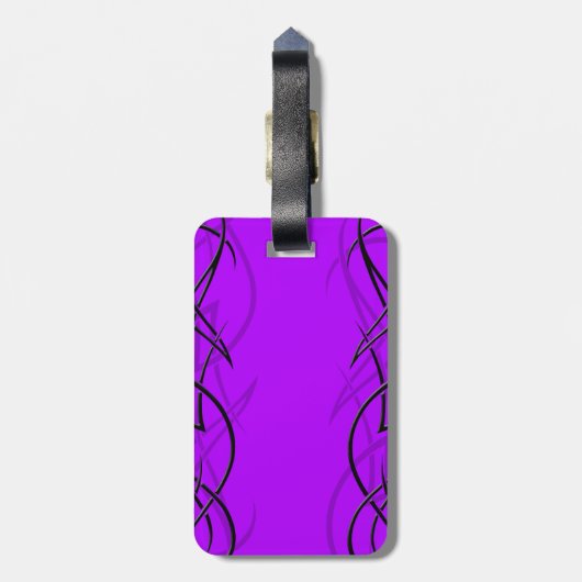 Étiquette À Bagage Balise de bagage en noir sur violet "Elégance" (Dos Vertical)