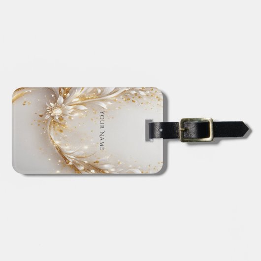 Étiquette À Bagage Balise de bagage en or blanc (Devant horizontal)